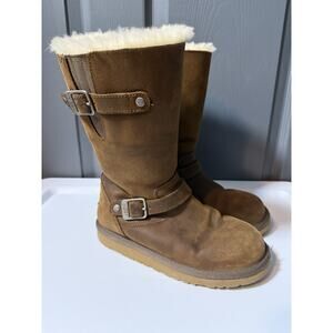 UGG Australia Kids KENSINGTON Zip Leather Sheepskin Boots Size 3 Style 1969